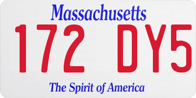 MA license plate 172DY5