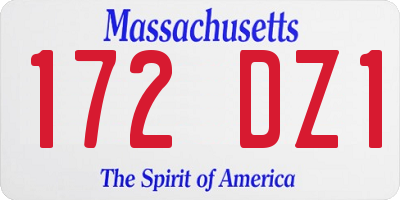 MA license plate 172DZ1