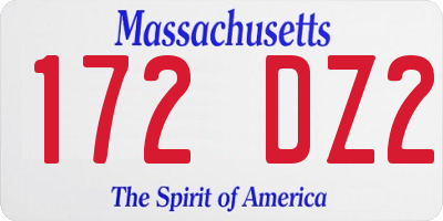 MA license plate 172DZ2