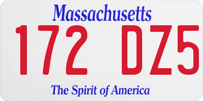 MA license plate 172DZ5