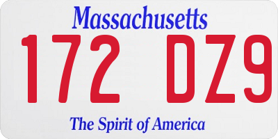 MA license plate 172DZ9