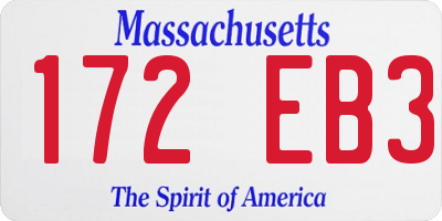 MA license plate 172EB3