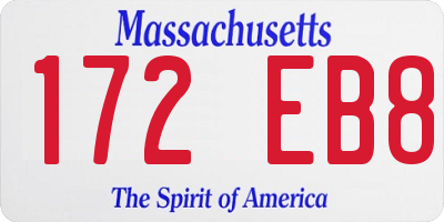 MA license plate 172EB8