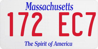 MA license plate 172EC7