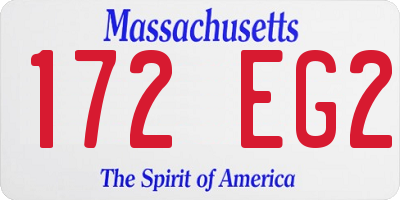 MA license plate 172EG2