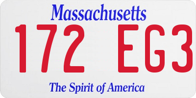 MA license plate 172EG3