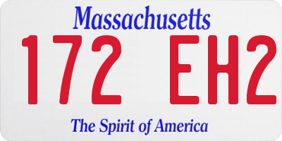MA license plate 172EH2