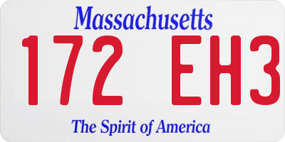 MA license plate 172EH3