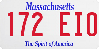 MA license plate 172EI0
