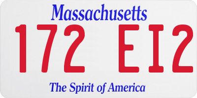 MA license plate 172EI2