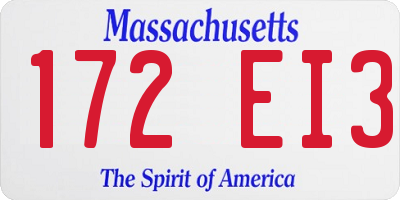 MA license plate 172EI3