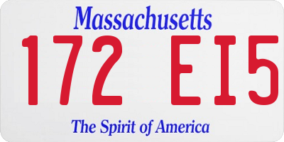 MA license plate 172EI5
