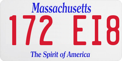 MA license plate 172EI8