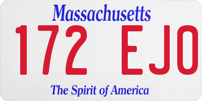MA license plate 172EJ0