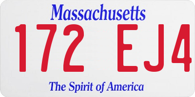 MA license plate 172EJ4