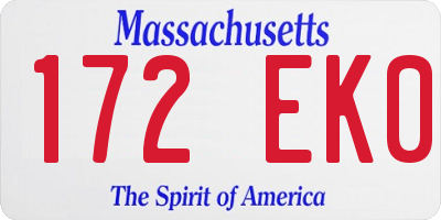 MA license plate 172EK0