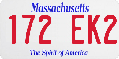 MA license plate 172EK2