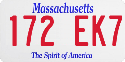 MA license plate 172EK7