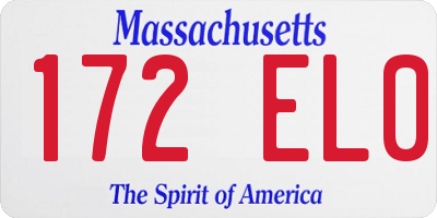 MA license plate 172EL0
