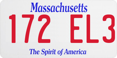 MA license plate 172EL3