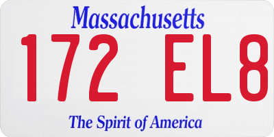 MA license plate 172EL8