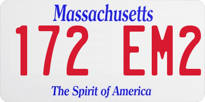 MA license plate 172EM2