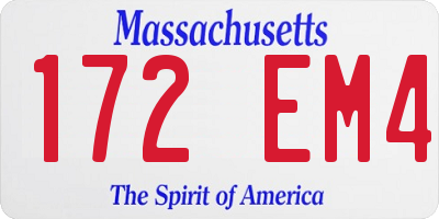 MA license plate 172EM4