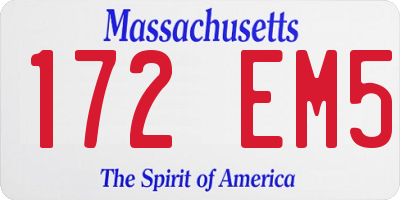 MA license plate 172EM5