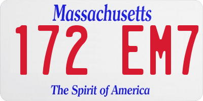MA license plate 172EM7