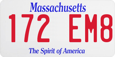 MA license plate 172EM8