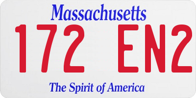 MA license plate 172EN2