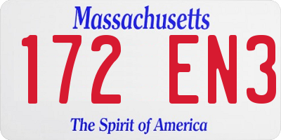 MA license plate 172EN3