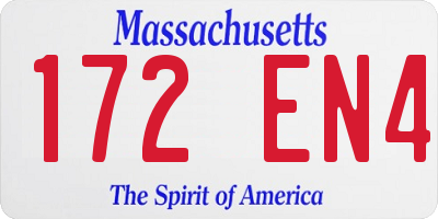 MA license plate 172EN4