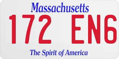 MA license plate 172EN6
