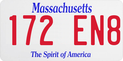MA license plate 172EN8