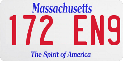 MA license plate 172EN9