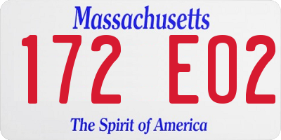 MA license plate 172EO2