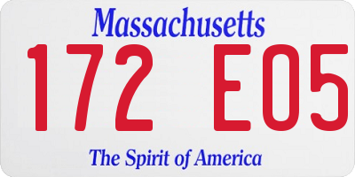 MA license plate 172EO5