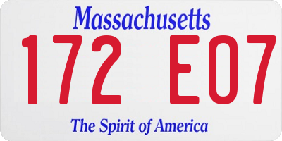 MA license plate 172EO7