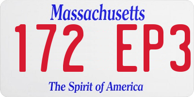 MA license plate 172EP3
