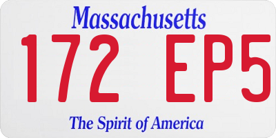 MA license plate 172EP5