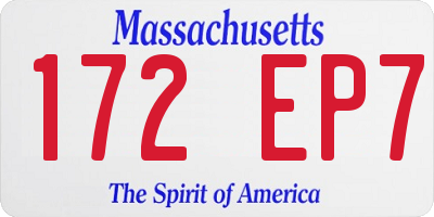 MA license plate 172EP7