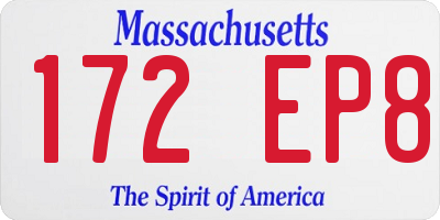 MA license plate 172EP8