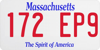 MA license plate 172EP9