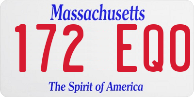 MA license plate 172EQ0