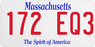 MA license plate 172EQ3