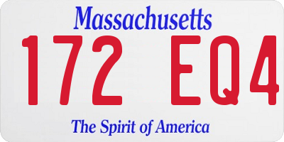 MA license plate 172EQ4