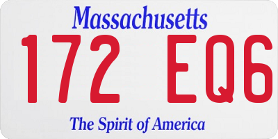 MA license plate 172EQ6