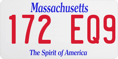 MA license plate 172EQ9