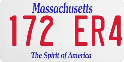 MA license plate 172ER4